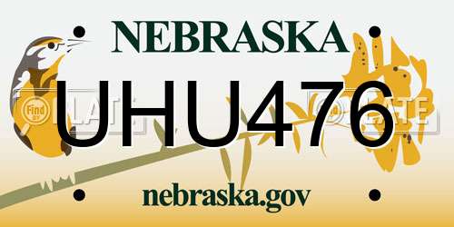UHU476 Nebraska License Plate