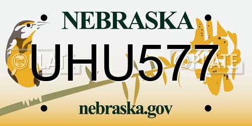 UHU577 Nebraska License Plate