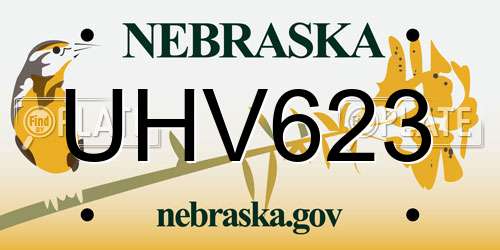 UHV623 Nebraska License Plate