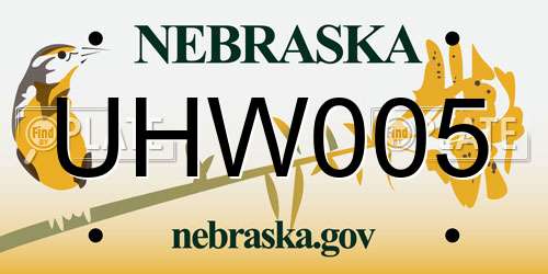 UHW005 Nebraska License Plate