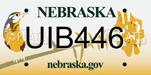 UIB446 Nebraska License Plate