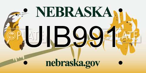 UIB991 Nebraska License Plate