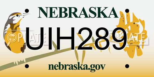 UIH289 Nebraska License Plate