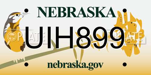 UIH899 Nebraska License Plate
