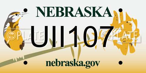 UII107 Nebraska License Plate