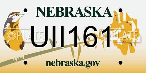 UII161 Nebraska License Plate