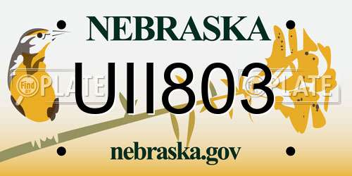 UII803 Nebraska License Plate