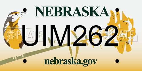 UIM262 Nebraska License Plate