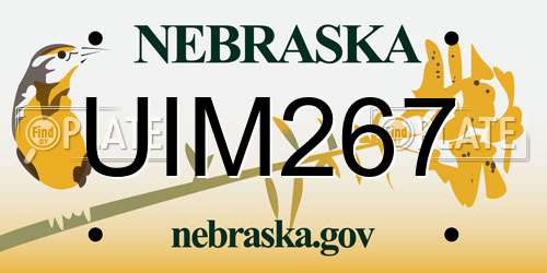 UIM267 Nebraska License Plate
