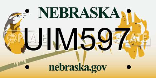 UIM597 Nebraska License Plate