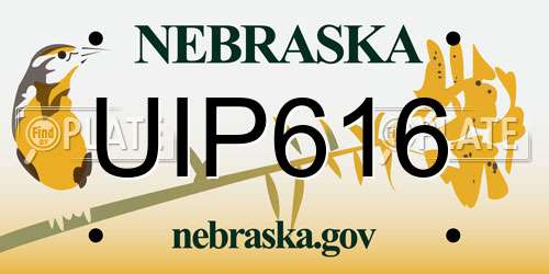 UIP616 Nebraska License Plate