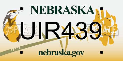 UIR439 Nebraska License Plate