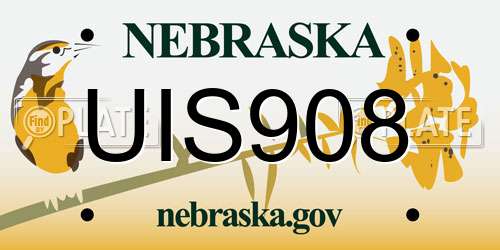 UIS908 Nebraska License Plate