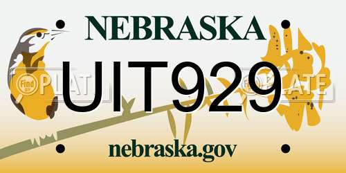 UIT929 Nebraska License Plate