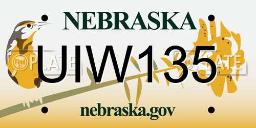 UIW135 Nebraska License Plate