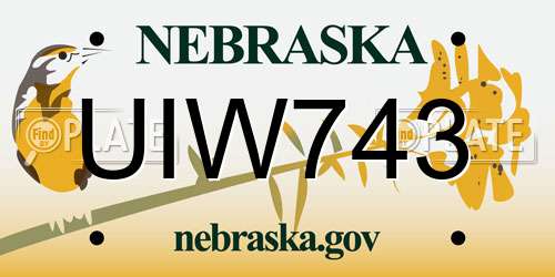 UIW743 Nebraska License Plate