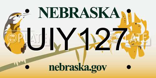 UIY127 Nebraska License Plate