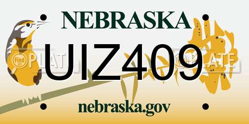 UIZ409 Nebraska License Plate
