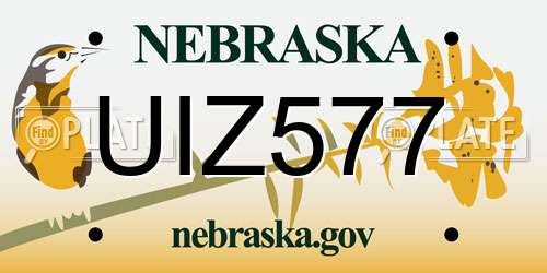 UIZ577 Nebraska License Plate