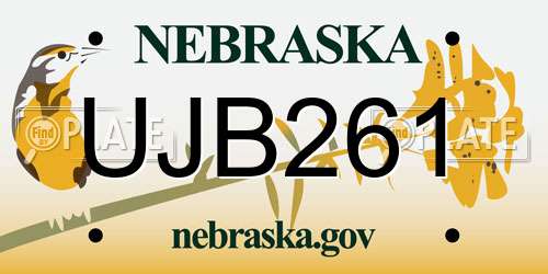 UJB261 Nebraska License Plate