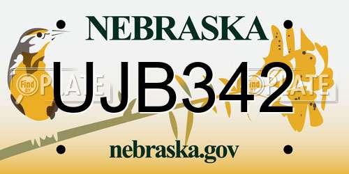 UJB342 Nebraska License Plate