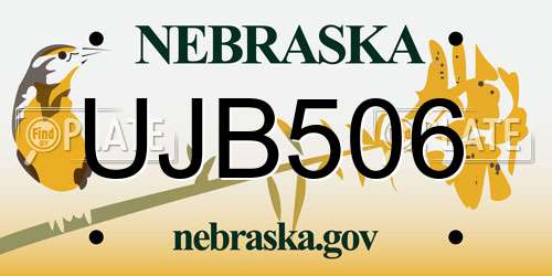 UJB506 Nebraska License Plate
