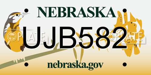 UJB582 Nebraska License Plate