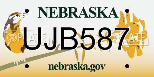 UJB587 Nebraska License Plate