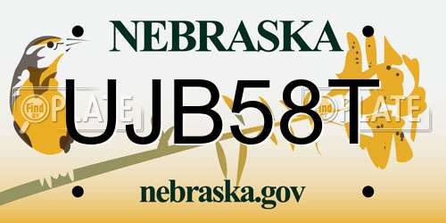 UJB58T Nebraska License Plate