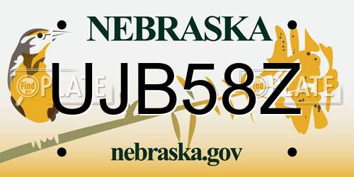 UJB58Z Nebraska License Plate