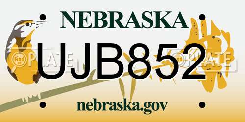 UJB852 Nebraska License Plate