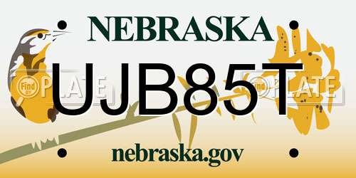 UJB85T Nebraska License Plate