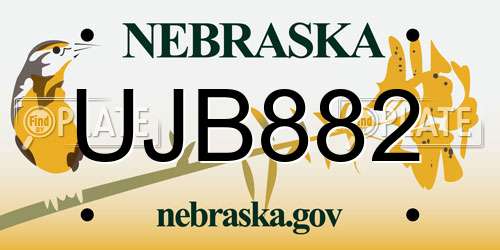 UJB882 Nebraska License Plate