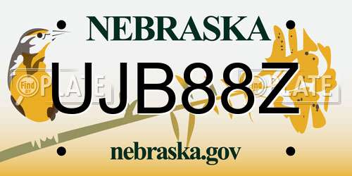 UJB88Z Nebraska License Plate