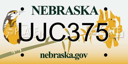 UJC375 Nebraska License Plate