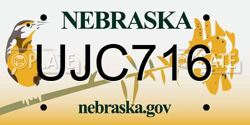 UJC716 Nebraska License Plate
