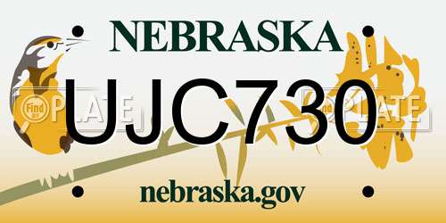 UJC730 Nebraska License Plate