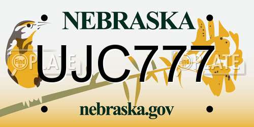 UJC777 Nebraska License Plate