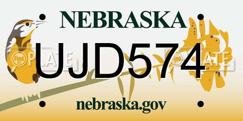 UJD574 Nebraska License Plate