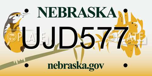 UJD577 Nebraska License Plate
