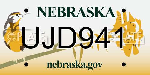 UJD941 Nebraska License Plate