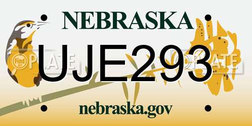 UJE293 Nebraska License Plate