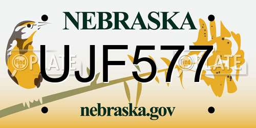 UJF577 Nebraska License Plate