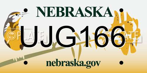 UJG166 Nebraska License Plate
