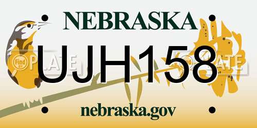 UJH158 Nebraska License Plate