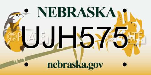UJH575 Nebraska License Plate