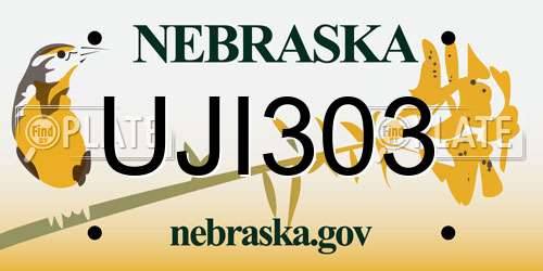 UJI303 Nebraska License Plate
