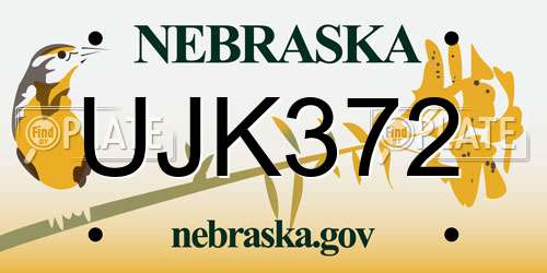 UJK372 Nebraska License Plate