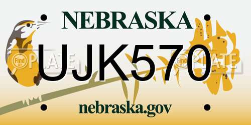 UJK570 Nebraska License Plate