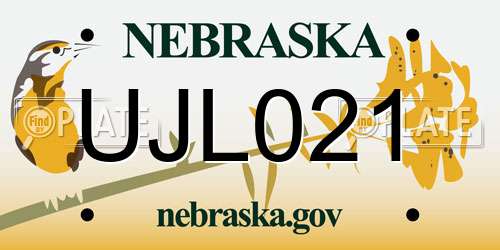UJL021 Nebraska License Plate